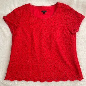 Talbots Petites Red Lace Top